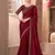 Maroon satin silk blend embroidered saree with unstitched blouse piece