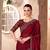 Maroon satin silk blend embroidered saree with unstitched blouse piece