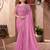 Pink silk blend chiffon embroidered saree with unstitched blouse piece