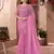 Pink silk blend chiffon embroidered saree with unstitched blouse piece