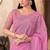Pink silk blend chiffon embroidered saree with unstitched blouse piece