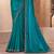 Teal satin georgette embroidered saree with unstitched blouse piece