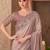 Beige shimmer silk blend embroidered saree with unstitched blouse piece