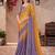 Lavender & mustard satin silk blend embroidered saree with unstitched blouse piece