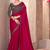 Rani silk blend chiffon embroidered saree with unstitched blouse piece
