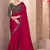 Rani silk blend chiffon embroidered saree with unstitched blouse piece