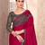 Rani silk blend chiffon embroidered saree with unstitched blouse piece