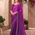 Magenta satin silk blend embroidered saree with unstitched blouse piece