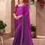 Magenta satin silk blend embroidered saree with unstitched blouse piece