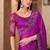 Magenta satin silk blend embroidered saree with unstitched blouse piece