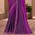 Magenta satin silk blend embroidered saree with unstitched blouse piece