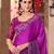 Magenta satin silk blend embroidered saree with unstitched blouse piece
