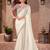 Off white georgette embroidered saree with unstitched blouse piece