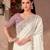 Off white georgette embroidered saree with unstitched blouse piece