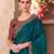 Dark teal chiffon embroidered saree with unstitched blouse piece