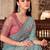 Sky blue shimmer silk blend embroidered saree with unstitched blouse piece