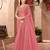 Peach silk blend georgette embroidered saree with unstitched blouse piece