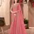 Peach silk blend georgette embroidered saree with unstitched blouse piece