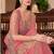 Peach silk blend georgette embroidered saree with unstitched blouse piece