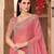 Peach silk blend georgette embroidered saree with unstitched blouse piece