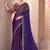 Purple satin georgette embroidered saree with unstitched blouse piece