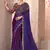 Purple satin georgette embroidered saree with unstitched blouse piece