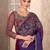 Purple satin georgette embroidered saree with unstitched blouse piece
