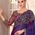 Purple satin georgette embroidered saree with unstitched blouse piece