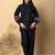 Women's cotton black embellished co-ord-set