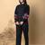Women's cotton black embellished co-ord-set