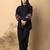 Women's cotton black embellished co-ord-set