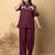 Women's cotton dark maroon embellished co-ord-set