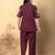 Women's cotton dark maroon embellished co-ord-set