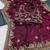 Wine embroidered threads zari work satin silk bollywood saree with blouse