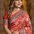 New Designer Roman Silk Ajarakh Print With Real Mirror work Women's Saree With Blouse Set