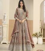 RUST COLOR ZARI WORK GEORGETTE SEMI STICHED DESIGN GOWN 