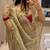 Off white hand made lace with latkan rangoli silk bollywood saree with blouse