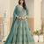 TEAL GREEN COLOR ZARI WORK GEORGETTE SEMI STICHED DESIGN GOWN 
