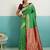 Green banarasi art silk blend zari woven saree with unstitched blouse piece