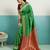 Green banarasi art silk blend zari woven saree with unstitched blouse piece