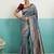 Grey banarasi art silk blend zari woven saree with unstitched blouse piece