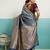 Grey banarasi art silk blend zari woven saree with unstitched blouse piece