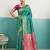 Turquoise banarasi art silk blend zari woven saree with unstitched blouse piece