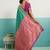Turquoise banarasi art silk blend zari woven saree with unstitched blouse piece