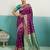 Wine banarasi art silk blend zari woven saree with unstitched blouse piece