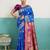 Blue banarasi art silk blend zari woven saree with unstitched blouse piece