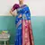 Blue banarasi art silk blend zari woven saree with unstitched blouse piece