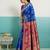 Blue banarasi art silk blend zari woven saree with unstitched blouse piece