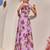 Lilac embroidered crepe chiffon gown