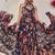 Navy blue embroidered chiffon gown